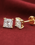 14K Yellow Gold Lab Diamond Princess-Cut Stud Earrings, Screwback