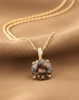14k Yellow Gold Smoky Quartz Gemstone And Diamond Pendant Necklace