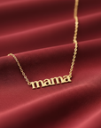 14K Solid Yellow Gold Mama Necklace, 16 Inch - 18 Inch Adjustable Cable Chain