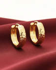 14K Gold Huggie Earrings, Diamond-Cut "Tornado" Engravings, Size 12mm