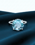 Sterling Silver Sky Blue Topaz Ring, Five Carat Natural Gemstone, 925 Twist Rope Design, "Ms. Luscious"