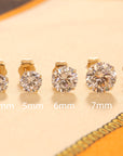 Bundle Set of 3! 14k Yellow Gold Solitaire Stud Earrings, Pushback Sleeper Studs, Unisex
