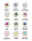 14K Yellow Gold Large Flower Halo CZ Birthstone Stud Earrings, Available in 12 Colors