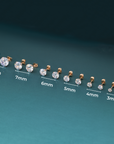 14k Rose Gold Zirconia Solitaire Stud Earrings, Pushback