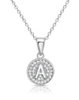 CZ Initial Round Charm Necklace (Letters A-Z) 16" 18" in Sterling Silver