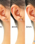 Bundle SET OF 3! 14k White Gold Ball Stud Earrings with Screw Backings, Unisex
