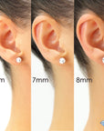 Bundle SET OF 3! 14k White Gold Ball Stud Earrings with Screw Backings, Unisex