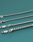 Sterling Silver Italian Box Chains With Diamond-Cut Engravings, With Strong Lobster Lock