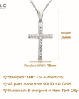 14K White Gold Small Cross Pendant Necklace