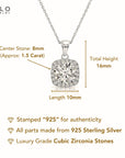 Sterling Silver Round Halo CZ Pendant Necklace