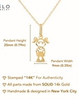 14K Yellow Gold Little Girl Pendant, With 18" Necklace