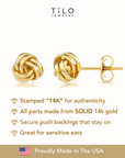14k Gold Polished Love Knot Stud Earrings, 7mm