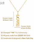 14K Yellow Gold Love Pendant, With 18" Necklace