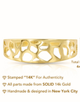 14K Yellow Gold Openwork Ring, Unique Pattern Design