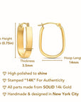 14k Gold U-Shape Oval Hoop Earrings
