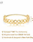 14K Yellow Gold Dainty Heart Link Ring