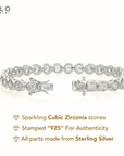 Sterling Silver Classic Bezel Set Simulated Diamond Tennis Bracelet, 7 inch