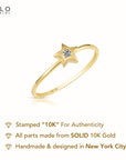 10K Yellow Gold Dainty Star Ring