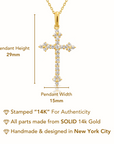 14K Yellow Gold CZ Cross Pendant Necklace