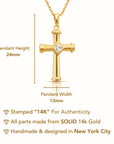 14K Yellow Gold Cross Pendant Necklace