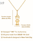 14K Yellow Gold Little Boy Pendant, With 18" Necklace