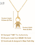 14K Yellow Gold Little Boy Pendant, With 18" Necklace