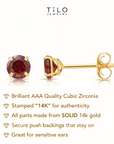 14k Yellow Gold Birthstone Solitaire Stud Earrings, 4mm