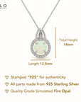 Sterling Silver Simulated Fire Opal Halo Pendant Necklace