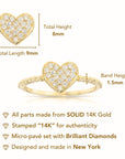 14K Gold Lab Diamond Heart Ring, 0.17ctw