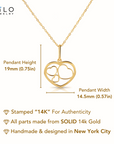 14K Yellow Gold Triple Heart Pendant, With 18" Necklace