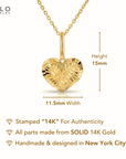 14K Yellow Gold Diamond-Cut Heart Pendant Necklace