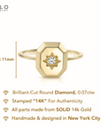 14K Yellow Gold Lab Diamond Signet Ring, 0.07ctw