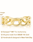 Solid 14k Gold Cuban Chain Ring, Chunky Chain Link Design