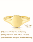 14K Yellow Gold Large Round Signet Ring