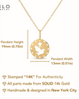 14K Yellow Gold Dove & Cross Pendant, With 18" Necklace