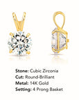 14K Yellow Gold Classic Solitaire Pendant Necklace