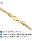 Sterling Silver Two-Tone Diamond-Cut Ice Chain Necklace