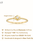 14K Yellow Gold Lab Diamond Flower Ring, 0.07ctw