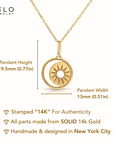 14K Yellow Gold Star & Moon Crescent Pendant, With 18" Necklace
