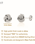 Sterling Silver Braided Love Knot Stud Earrings