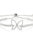 CZ Butterfly Bracelet, Adjustable in Sterling Silver