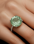 Sterling Silver 5 Carat Green Amethyst Gemstone Ring, "Ms. Luscious"