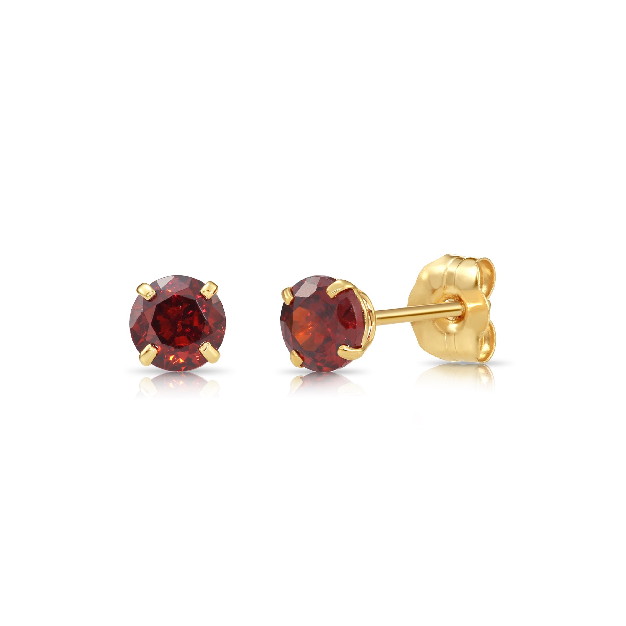 14k Yellow Gold Birthstone Solitaire Stud Earrings, 4mm