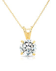 14K Yellow Gold Classic Solitaire Pendant Necklace