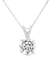 14K White Gold Classic Solitaire Pendant Necklace