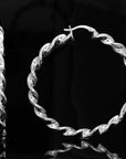 Twisted Round Hoop Earrings in Sterling Silver
