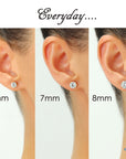 14k Rose Gold Zirconia Solitaire Stud Earrings, Pushback