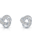 Solid 14k Gold Brilliant CZ Love Knot Twist Studs, 7mm, With Pushbacks