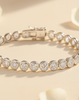 Sterling Silver Classic Bezel Set Simulated Diamond Tennis Bracelet, 7 inch