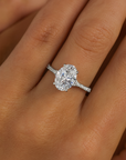 14K White Gold Oval-Shaped Solitaire 1.5 Carat Engagement Ring With Side Stones